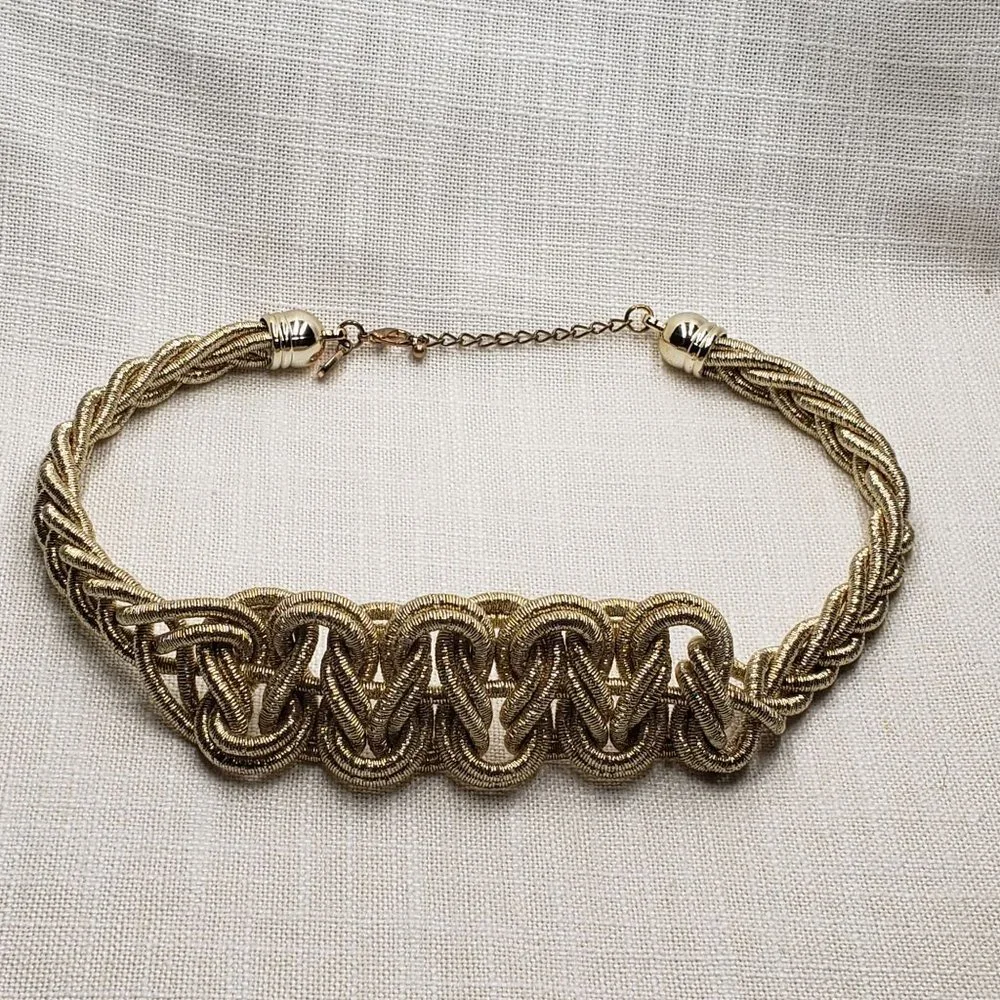 Samuel Edelman circus woven gold‎ tone soft choker necklace - Picture 9 of 10